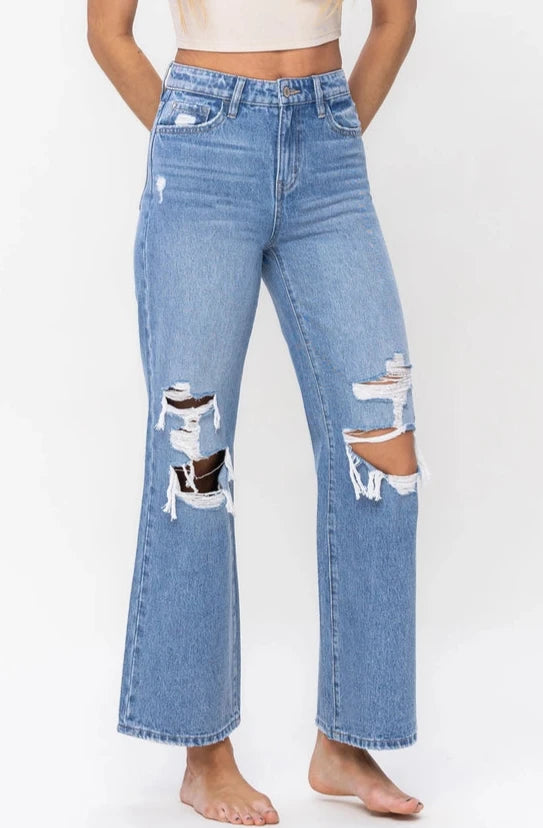 Distressed Wide Leg Jeans