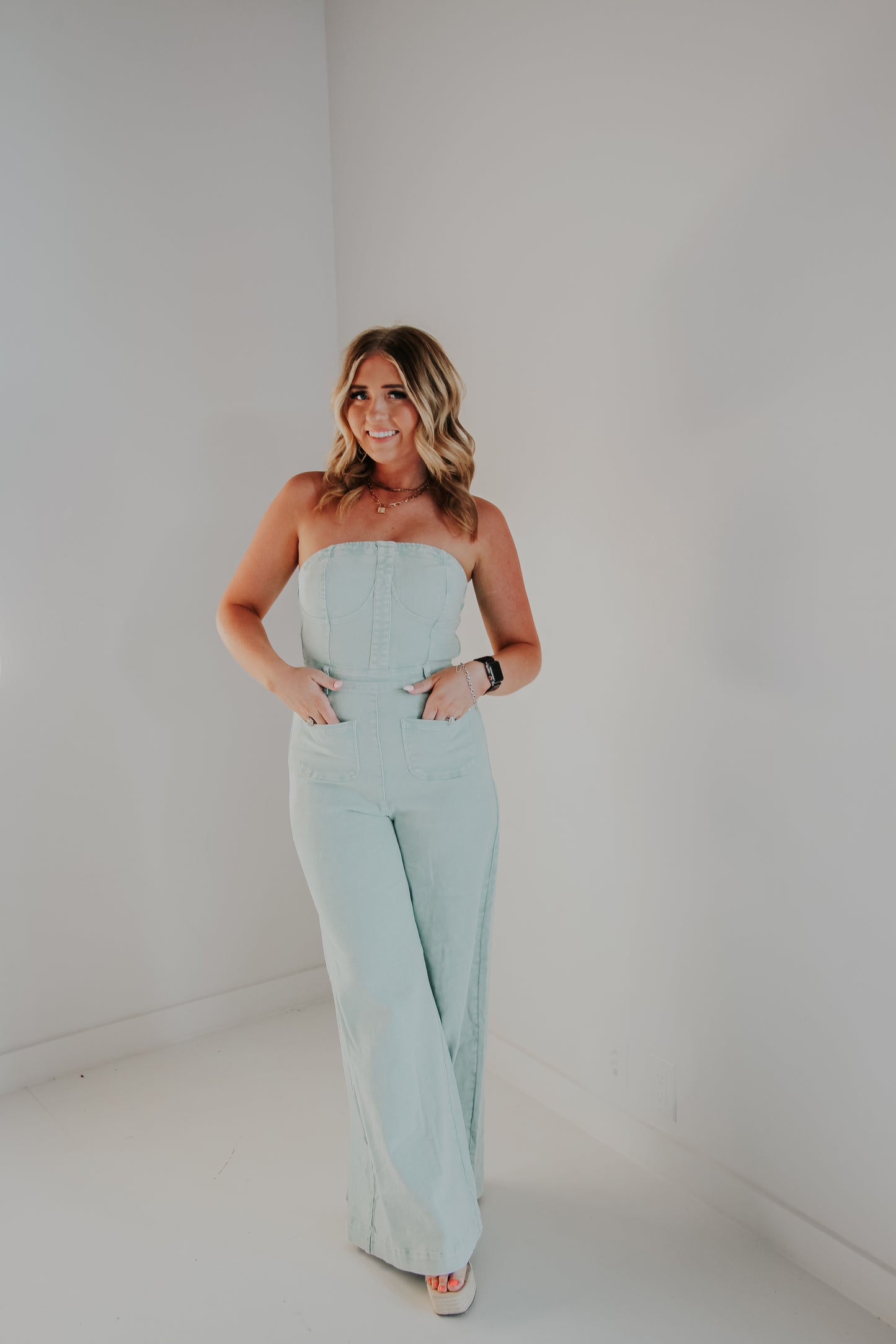 Wide Leg Denim Jumpsuit